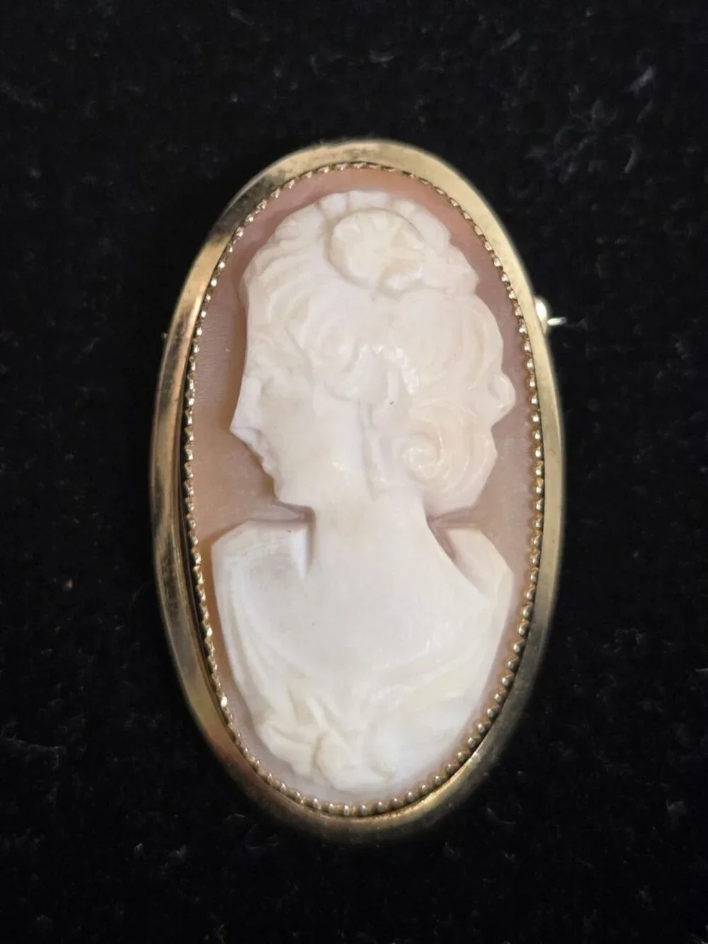 Vtg Catamore Shell Cameo Brooch 12K Gold Filled Hand Carved 1/20 12K GF Pin
